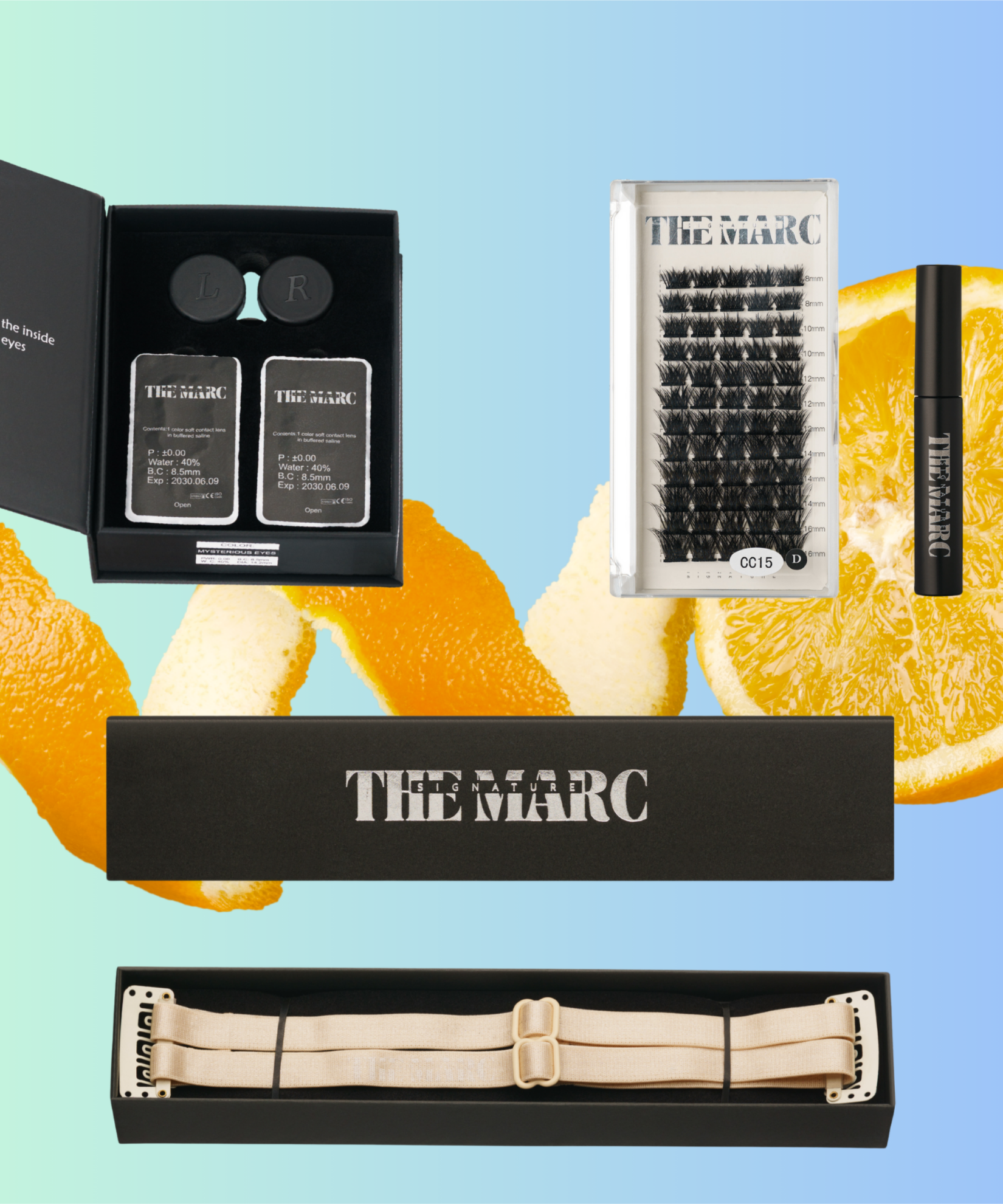 lentile colorate + gene false + banda lifting ochi pentru par